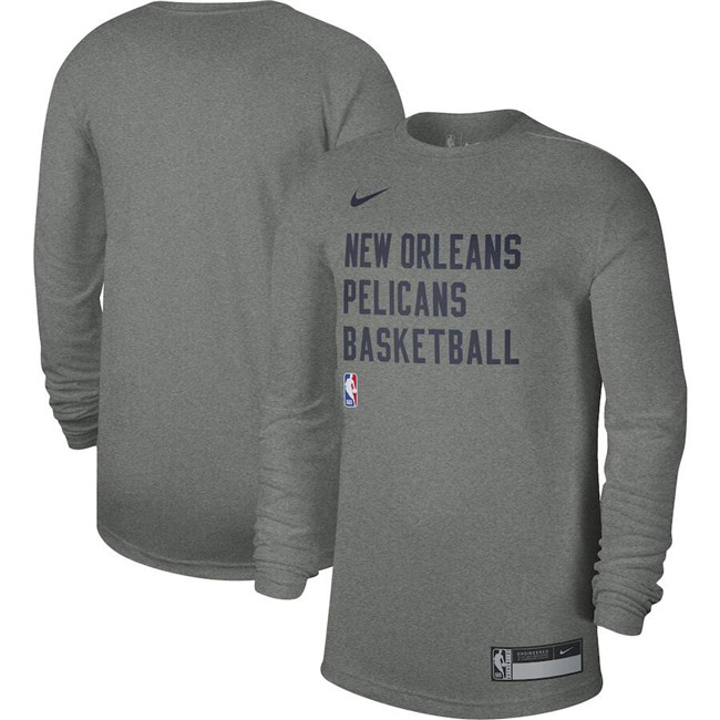 Men's New Orleans Pelicans Heather Gray 2023/24 Legend On-Court Practice Long Sleeve T-Shirt